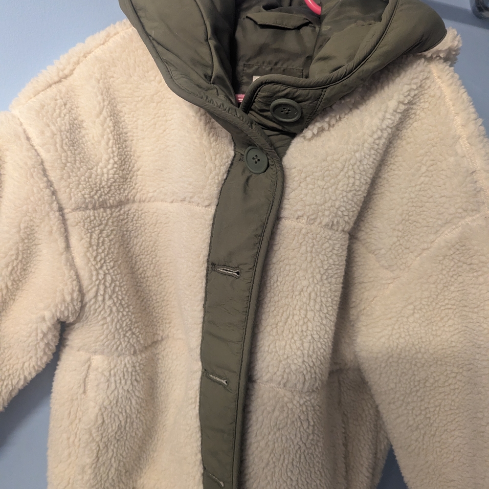 GAP Kids Cream and Olive Puffer Jacket